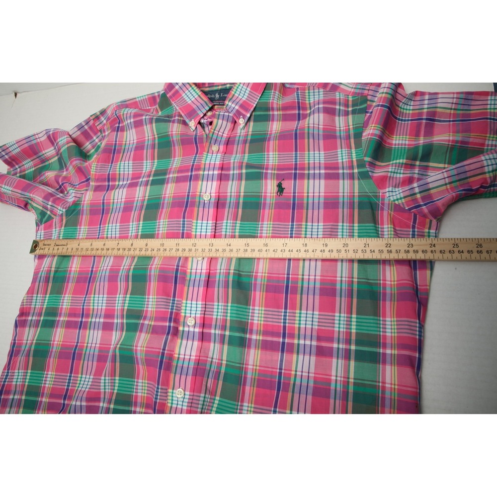 Ralph Lauren Pink and Green Plaid Casual Button Down Shirt - Picture 7 of 11